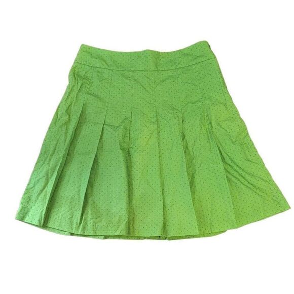 J Crew Dotted Green Pleated Skirt Women's Size 2 - Picture 1 of 5